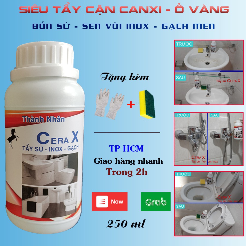 Dung dịch tẩy Sứ bồn cầu - Vòi sen Inox - Gạch men - Cera X 250ML