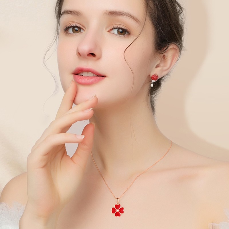 MIAOYA Vòng cổ Mặt Cỏ Bốn Lá Thời Trang Hàn Quốc Chất Lượng Cao Nhiều Màu Tùy Chọn Cho Nữ