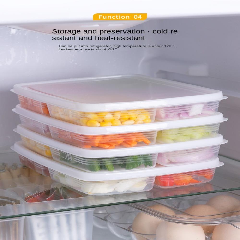 Hộp ngăn thịt đóng gói phụ di động YUUKII, Hộp lưu trữ chuẩn bị thực phẩm chia, Ngăn 4 / 5 / 6 Lưới sắp xếp tủ đông tủ lạnh