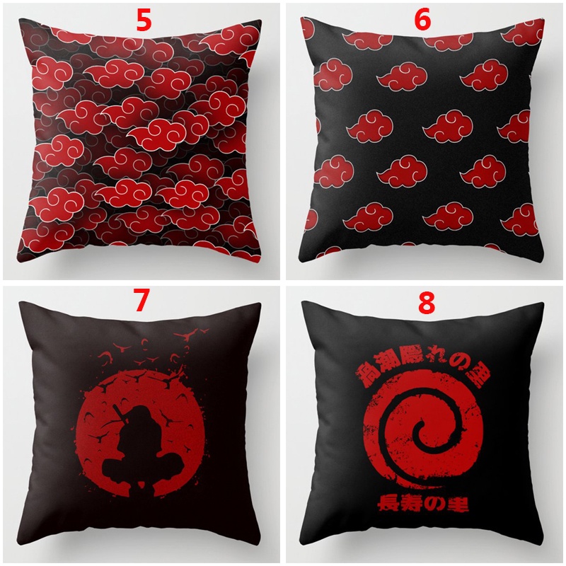 Vỏ gối in họa tiết phong cách nhân vật anime Naruto Sasuke Uchiha Akatsuki dùng cho trang trí nội thất