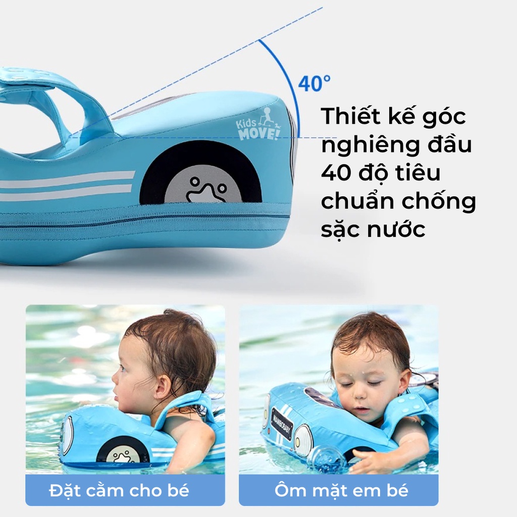 Mô tả Phao bơi luồn tay Mambobaby cho bé 1 2 3 4 tuổi không bơm hơi, chống lật, có mái che hàng chính hãng - 9
