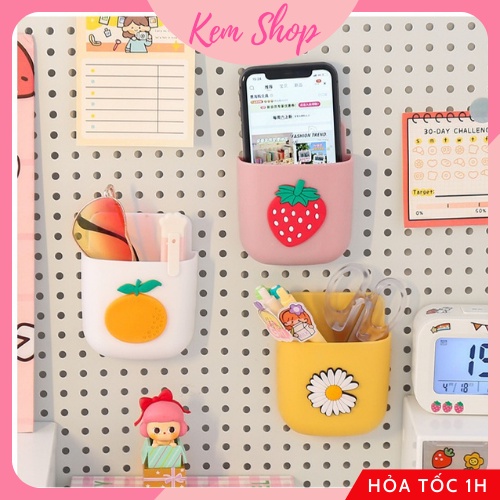 Kệ dán tường đa năng dễ thương, khay treo tường để bút/ điện thoại/ điều khiển, khay dính tường - K301