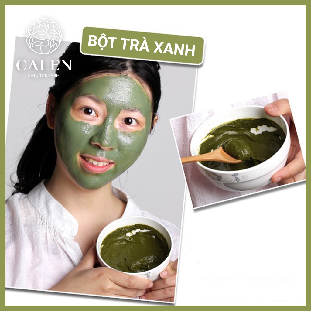 Bột trà xanh hữu cơ,mặt nạ trà xanh CALEN đắp mặt nguyên chất 100% giúp tẩy da chết dưỡng trắng da