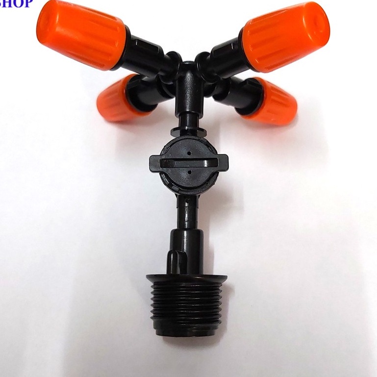 Combo 5 Béc phun sương tưới lan 4 hướng màu cam cao cấp có van chống rỉ nước gắn ren ngoài 21- Phun Sương