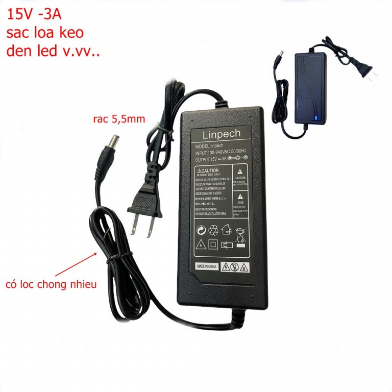 adapter 15V -3A sạc loa kéo và đèn led -rắc 5,5mm | Shopee Việt Nam