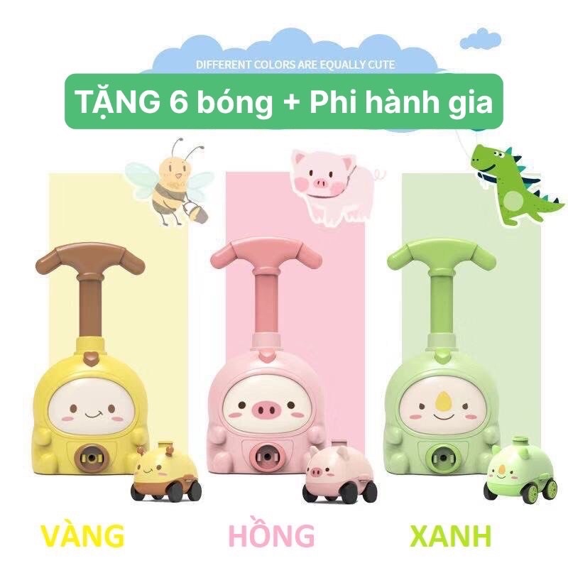 Xe Đua Bơm Bóng Bay Bơm Bong Bóng Trợ Lực Hình Thú Phi Hành Gia Kèm Bong Bóng Đua Xe - Đồ Chơi Cho Bé PUKAPI