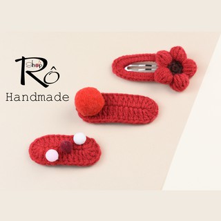 Combo 3 kẹp tóc len Handmade đẹp giá tốt đẹp và tiện dụng dành cho các bạn gái |Shop Rô Handmade