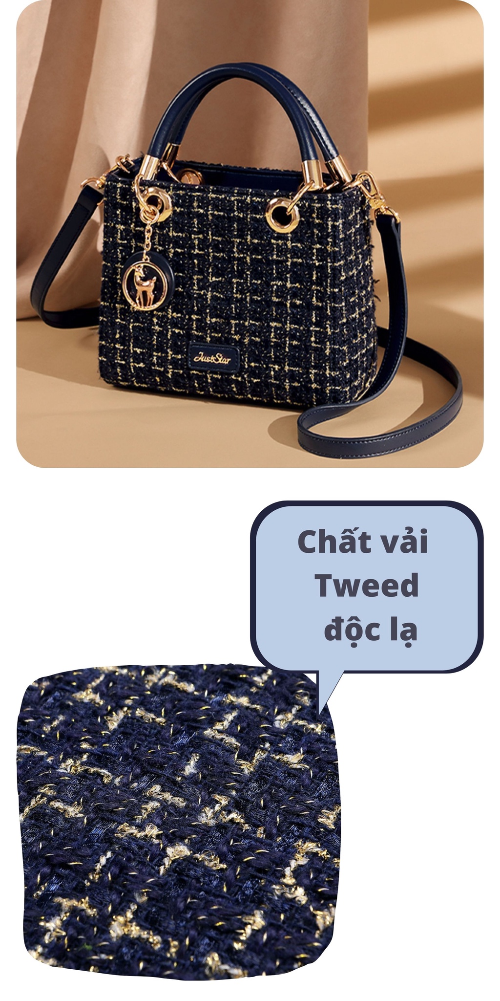 Túi Just Star 172524 màu Đen phối dạ