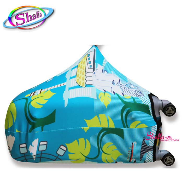 Áo vỏ bọc vali - Vải trùm vali co giản 3d in hình london 20-24 inch Shalla