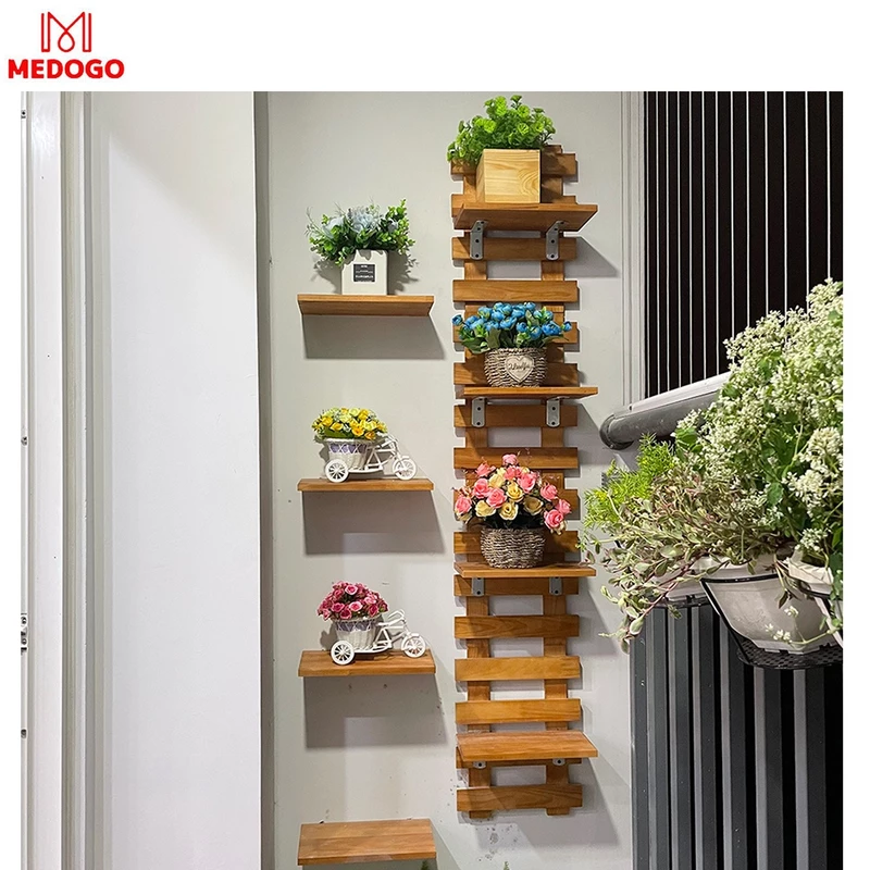 Kệ gỗ treo tường trang trí ban công nhiều tầng để cây cảnh chất liệu gỗ thông nhập khẩu thiết kế độc đáo MEDOGO KBC-04 — ảnh 1