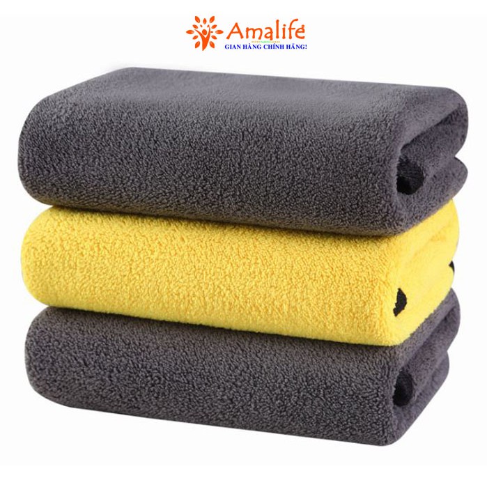 Ảnh Khăn Lau Xe Ô Tô Loại To Khổ 60x30CM Microfiber Chuyên Dùng Đa Năng Siêu Thấm, Dày - Size Cỡ Đại Chính Hãng Amalife 1