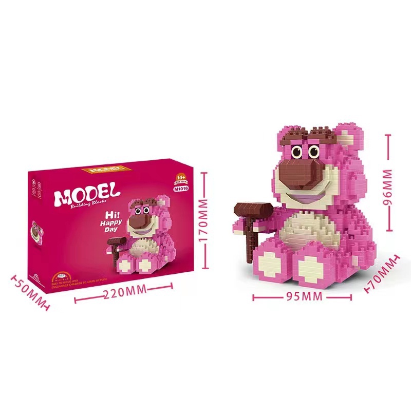 Bộ đồ chơi lắp ráp gấu dâu tây LEQIAZHIXING 2 kiểu DIY thích hợp làm quà valentine
