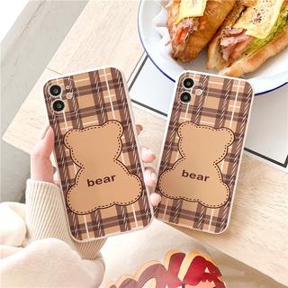 Ốp lưng iphone cạnh vuông Bear caro dành cho iphone 6 đến 16promax - E173