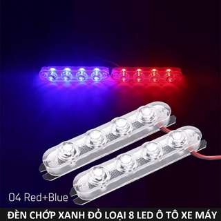 Bộ đèn chớp cảnh sát nháy xanh đỏ 12 led mẫu mới ánh sáng mạnh lắp xe máy ô tô 12v