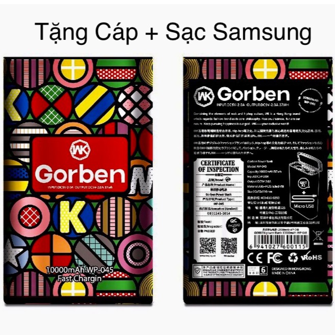 Sạc dự phòng WK Gorben 10.000mAh CHÍNH HÃNG + BỘ SẠC SAMSUNG | Shopee ...