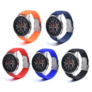 Dây Đeo Đồng Hồ Thông Minh Bằng Cao Su Silicone Chống Thấm Nước Họa Tiết Kẻ Sọc 18 / 20 / 22 / 24mm