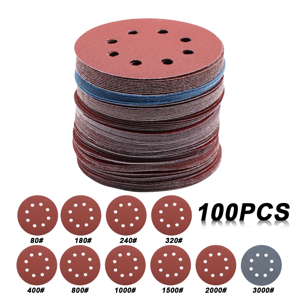 Giấy Nhám Tròn Dán Máy Mài Đường Kính 125mm, Giấy Nhám Lỗ Đánh Bóng Epoxy Resin, Xả Nhám Sơn Xe