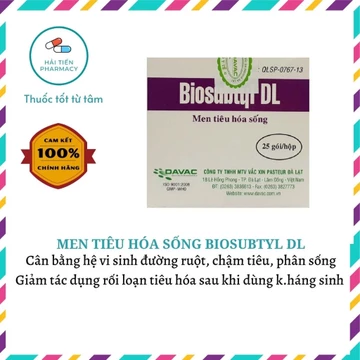 Men tiêu hóa sống Biosubty DL giúp cân bằng hệ vi sinh đường ruột, giảm rối loạn tiêu hóa, chậm tiêu hộp 25 gói