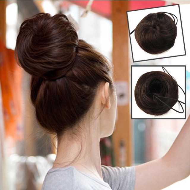 [HÀNG CAO CẤP] TÓC GIẢ BÚI TRÒN CỦ TỎI CHO NỮ CÓ CÀI KÈM DÂY RÚT