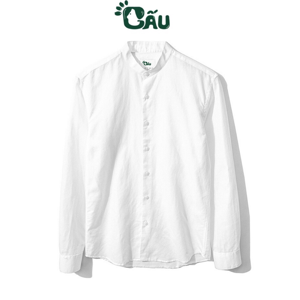Ảnh Áo sơ mi nam Gấu 194 cổ trụ - tàu tay dài vải coton lụa mềm co dãn, ít nhăn - form slimfit sang trọng cao cấp 2