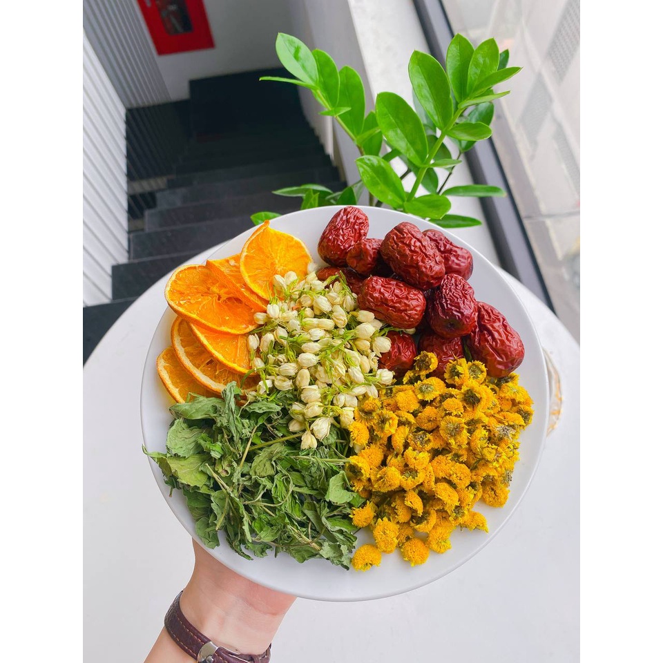 Ảnh Trà detox trái cây (gồm táo đỏ, cam thái lát, hoa nhài, cỏ ngọt, hoa cúc) Gói 10gr 3