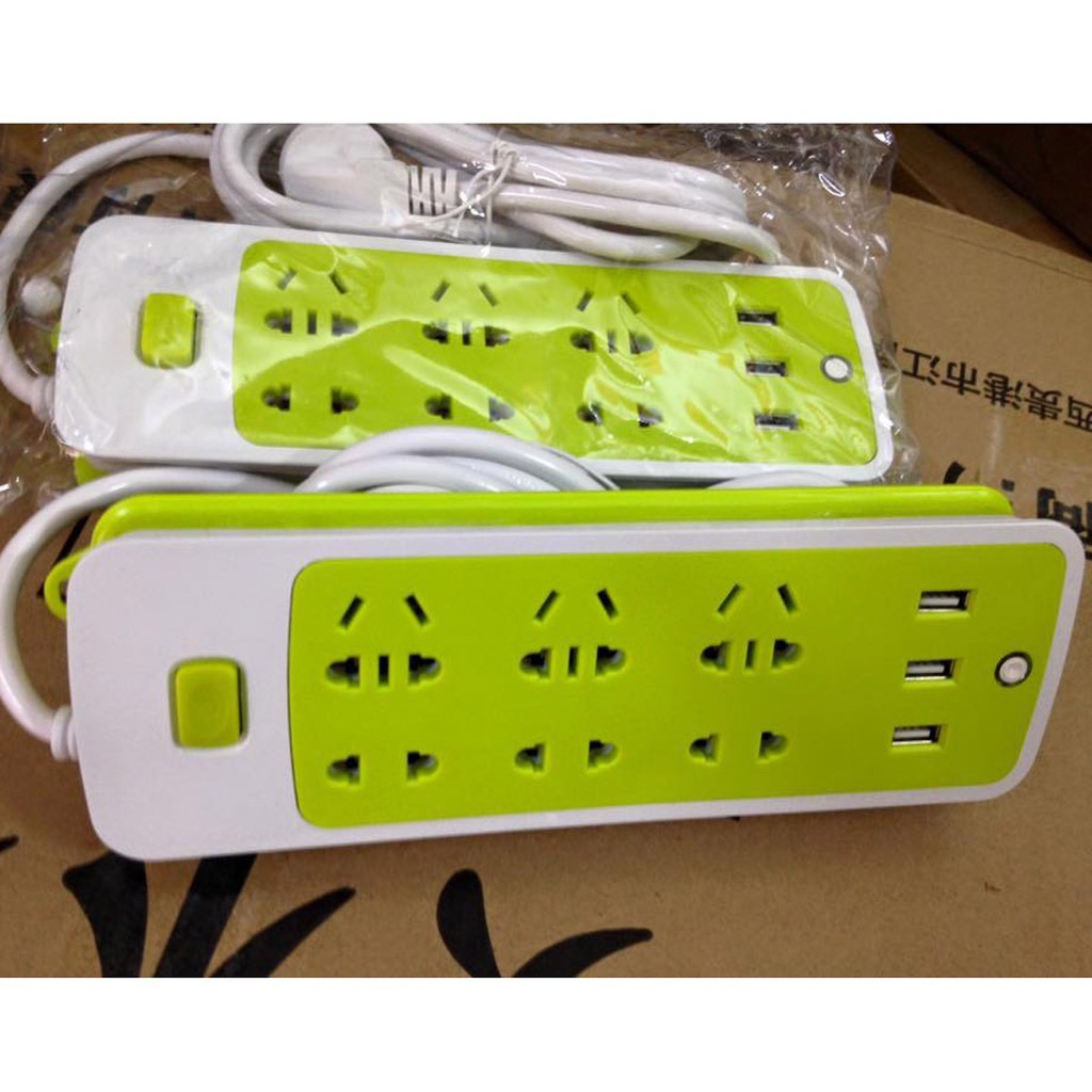 Ảnh Ổ Cắm Điện Đa Năng Chống Giật Có 3 Cổng USB Sạc Điện Thoại – Sạc Trực Tiếp – Tiết Kiệm Điện Màu Xanh Lá 2