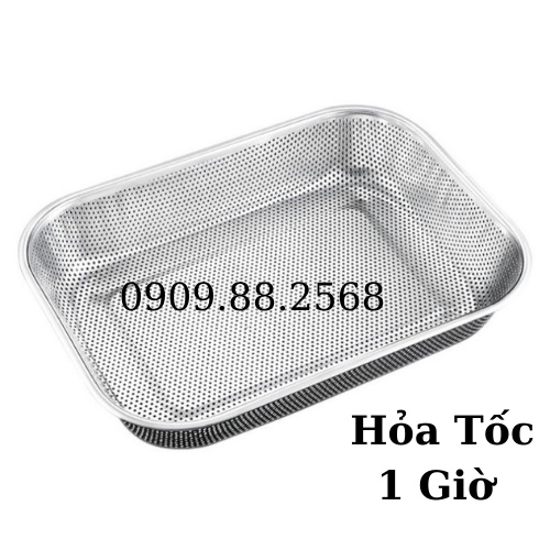 Rổ inox chữ nhật loại dày lỗ lưới nhỏ đựng mọi loại thực phẩm, rổ inox ...