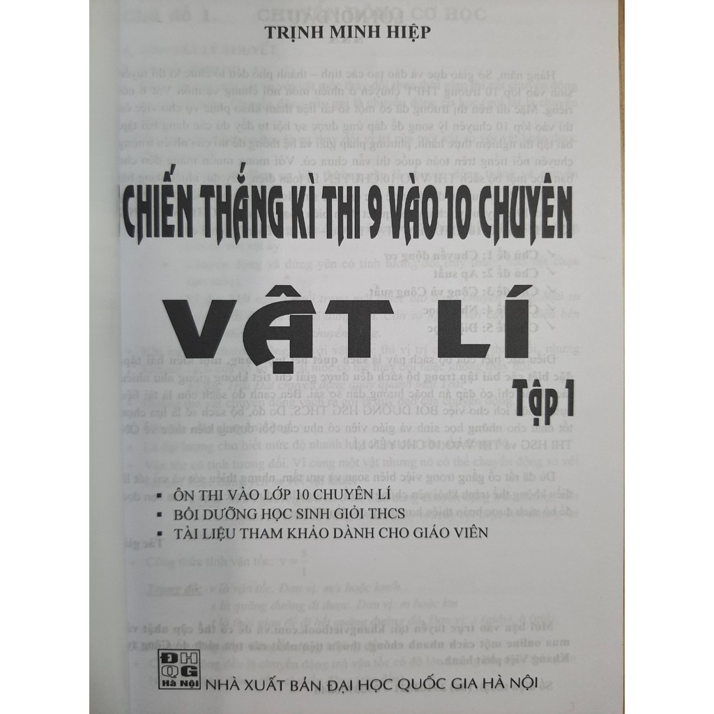 Ảnh Sách - Chiến thắng kì thi 9 vào 10 chuyên môn Vật Lý tập 1 1