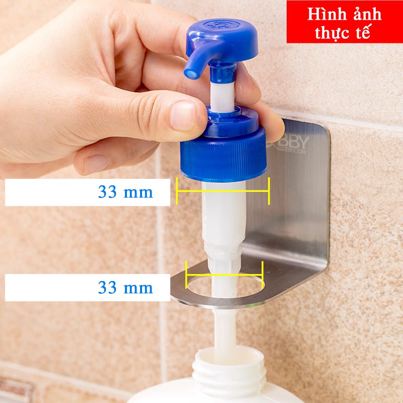 Bộ 2 móc treo cổ chai nước rửa tay dầu gội inox 304 mẫu dán HOBBY Home Decor MTDG