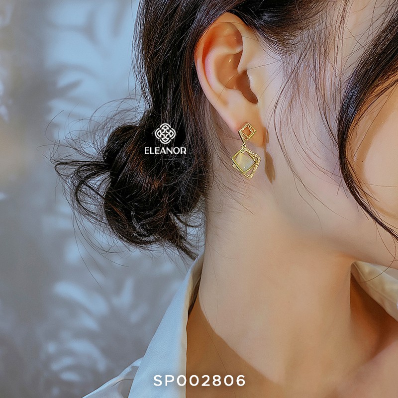 Bông tai nữ chuôi bạc 925 Eleanor Accessories đính đá khuyên tai dáng thả phụ kiện trang sức 2806