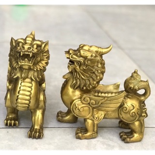 Cặp Tỳ hưu cánh cỡ lớn  lộc vật phẩm phong thuỷ bằng đồng