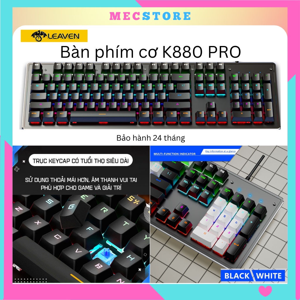 Bàn phím máy tính bàn phím cơ gaming 104 key LEAVEN K880 PRO LED RGB ...