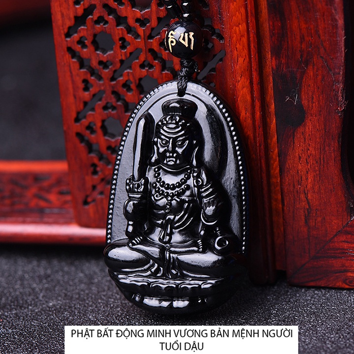 Dây chuyền chuỗi hạt đeo cổ mặt Phật Bất Động Minh Vương cao cấp size 4.7cm x 3cm - Bản mệnh người tuổi Dậ
