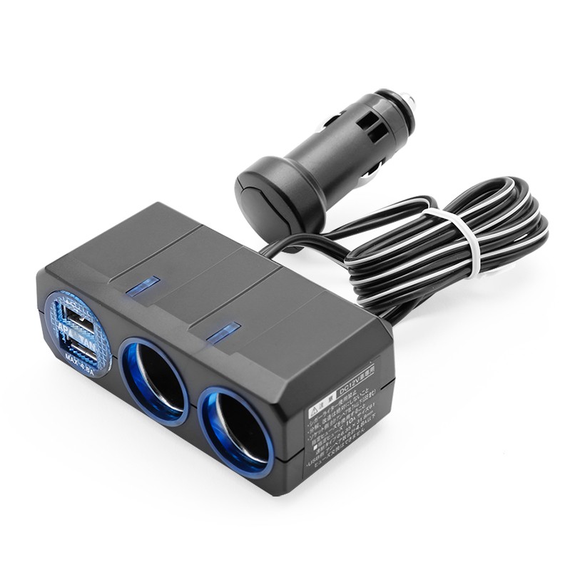 Bộ Chia Tẩu Ô Tô 2 Ổ Và 2 Cổng USB Có Dây AIRQ PZ-711 Phù Hợp Cho Nhiều Dòng Xe Ô Tô Xe Hơi