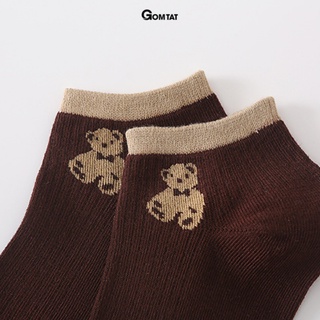 Set 5 đôi tất nữ cổ ngắn hoạ tiết hình gấu GOMTAT, vớ nữ ngắn cổ êm chân, thấm hút mồ hôi  - CB076