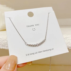 Vòng cổ nữ chất liệu titan thiết kế 1 hàng đá lấp lánh phong cách thời trang đơn giản thanh lịch