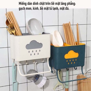 Ống đũa dán tường hình đám mây tiện dụng, Hũ đựng đũa nhà bếp không cần khoan tường
