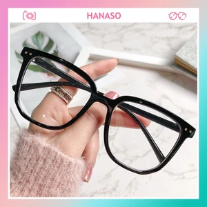 Mắt kính cận nữ nam không độ chống ánh sáng xanh và tia UV gọng kính cận vuông thời trang phong cách HANASO 072