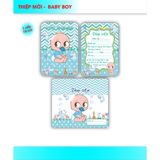 Thiệp mời sinh nhật, thiệp mời thôi nôi cao cấp cho bé đủ mẫu HAPPY PARTY kích thước 11 x 15 cm
