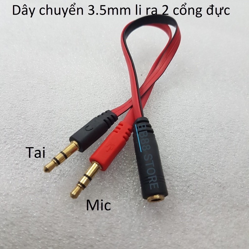 Dây chia tách tai nghe 1 dây thành 2 dây với đường tai micro rời 3.5 ly ...