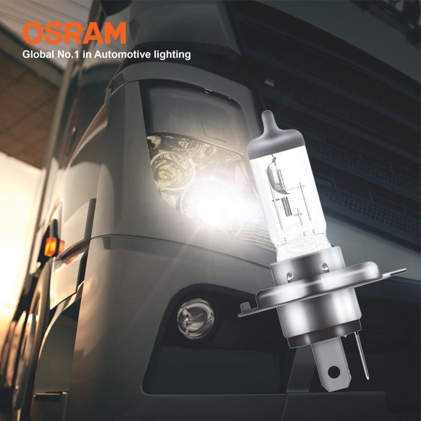 Combo 2 Bóng Đèn Halogen Tăng Sáng 100% OSRAM Truckstar Pro H4 24V 75/70W