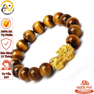 Vòng tay phong thủy mệnh kim - Vòng đeo tay đá mắt hổ vàng nâu - May mắn tài lộc