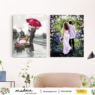 Tranh tô màu 40x50cm có khung kết hợp Ngày Hạnh Phúc