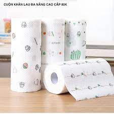 ⭐ HÀNG HOT ⭐ Cuộn giấy lau nhà bếp đa năng 220 tờ màu trắng có thể giặt được
