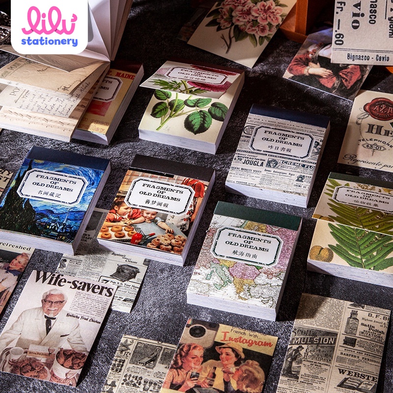Sticker dán sổ vintage retro set 50 miếng HD22-K90 Tập nhãn dán trang trí sổ tay bullet journal scrapbook album nhật ký