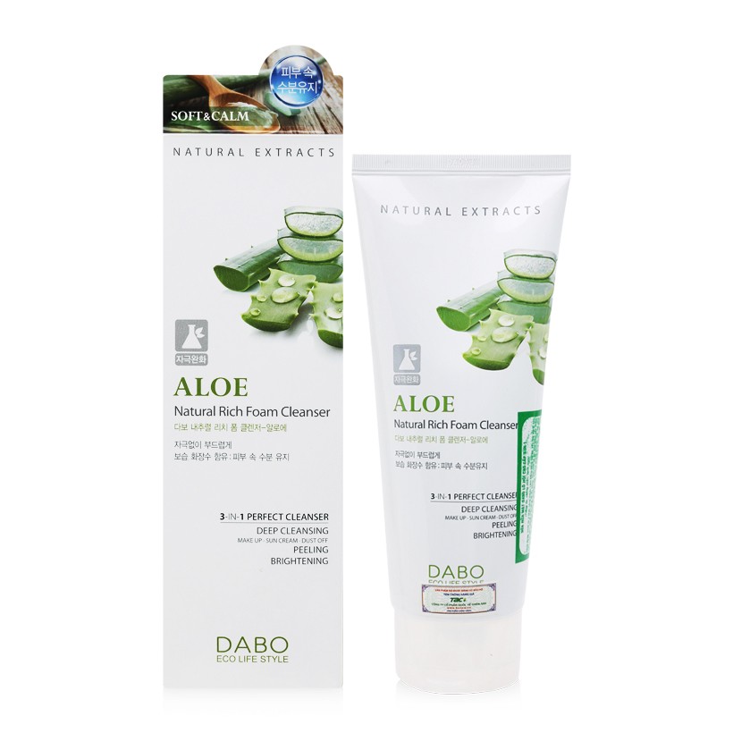 Ảnh Sữa rửa mặt lô hội 3 in 1 Dabo Aloe Natural Rich Foam Cleanser 180ml 3