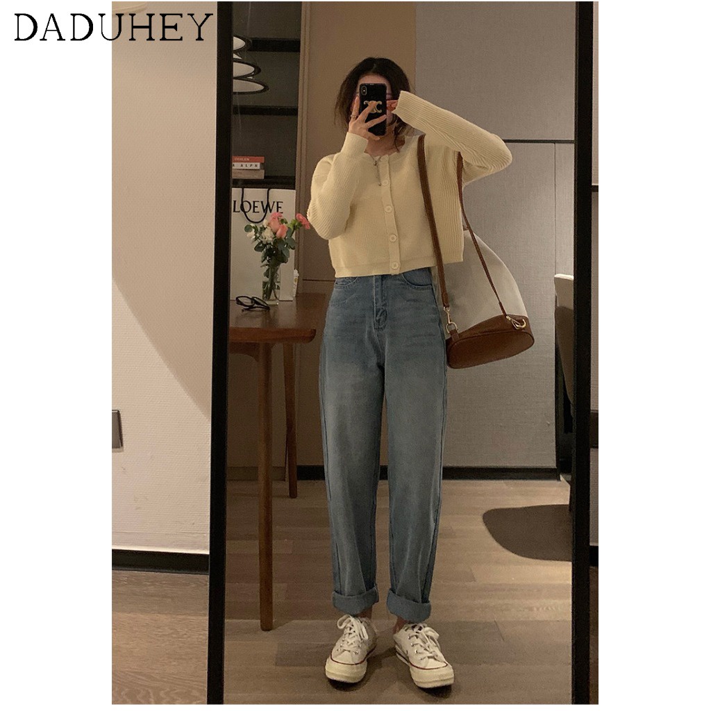 Ảnh Daduhey Quần jean nữ ống rộng cạp cao cá tính thời trang mùa thu 4