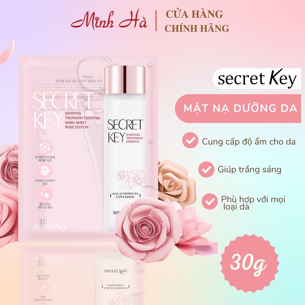 Mặt nạ Secret Key Starting Treatment Essential Mask Pack- Rose Edition 30g dưỡng ẩm sáng da