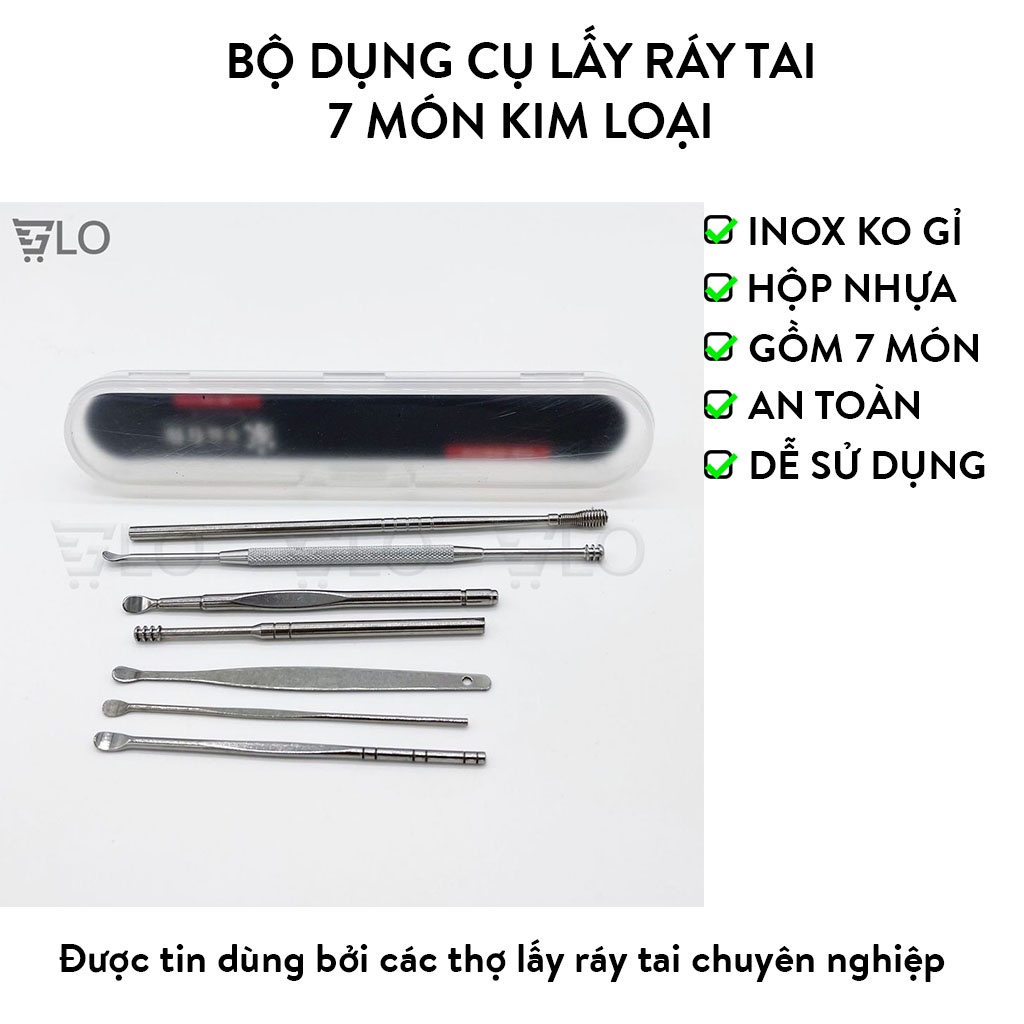 Bộ Dụng Cụ Lấy Ráy Tai 7 Món Kim Loại Mẫu Mới Cây Móc Lỗ Tai Chuyên ...