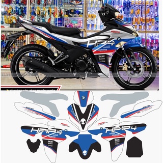 Tem trùm xe exciter 155 BMW HP4 TRẮNG XANH đẹp - Tem dán xe máy exciter 155 TRẮNG XANH thiết kế theo yêu cầu - tem trùm